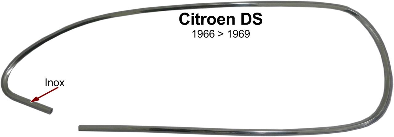 Scheinwerfer Zierleiste links, aus Edelstahl. Passend für Citroen DS, nur von Baujahr 1968 bis 1969 (neue Front)