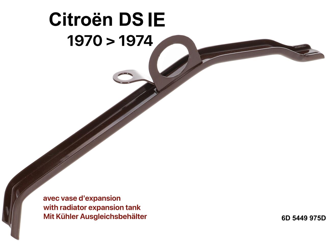 Kühler Befestigungsstrebe oben (braun - marrone). Passend für Citroen DS (IE + Vergaser), mit Kühler Ausgleichsbehälter