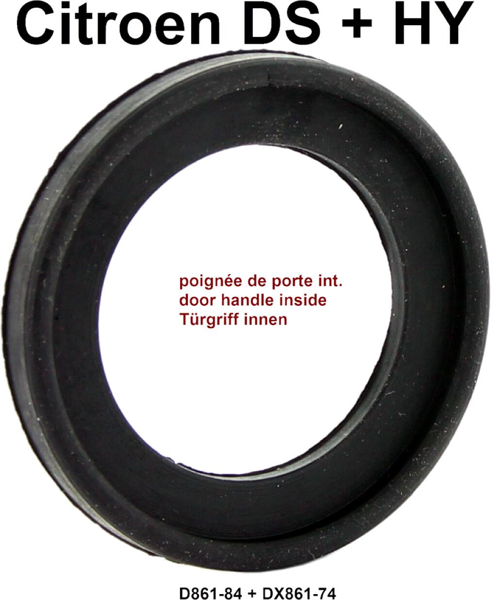 Türgriff innen. Gummidichtung unter dem Türgriff innen. Passend für Citroen DS, alle Baujahre + HY. Or. Nr. D861-74 + DX861-74