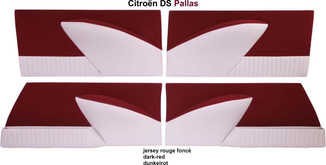 DS Pallas, Türverkleidungen (4 Stück). Stoff dunkelrot (grenat). Passend für Citroen DS Pallas. Incl