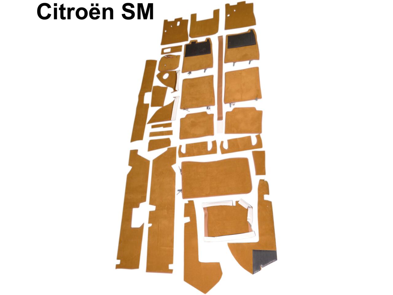 SM, Teppichsatz komplett für Citroen SM. Farbe braun-beige, ähnlich wie original. 26 teilig!