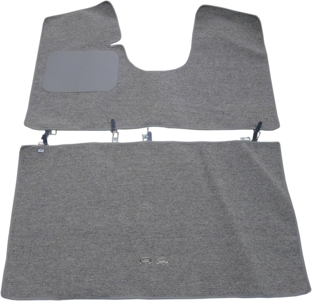 ID19 ab 1961, Teppichsatz in hellgrau (gris clair). Originalgetreue Nachfertigung! Passend für Citroen ID 19 (mit Bremspedal), ab Baujahr 1961.