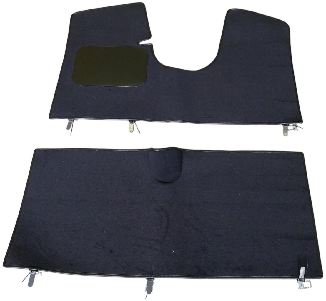 Teppichmatte (schwarz) vorne + hinten (Ersatz für die originalen Teppiche). Passend für Citroen DS mit normalen Bremspedal