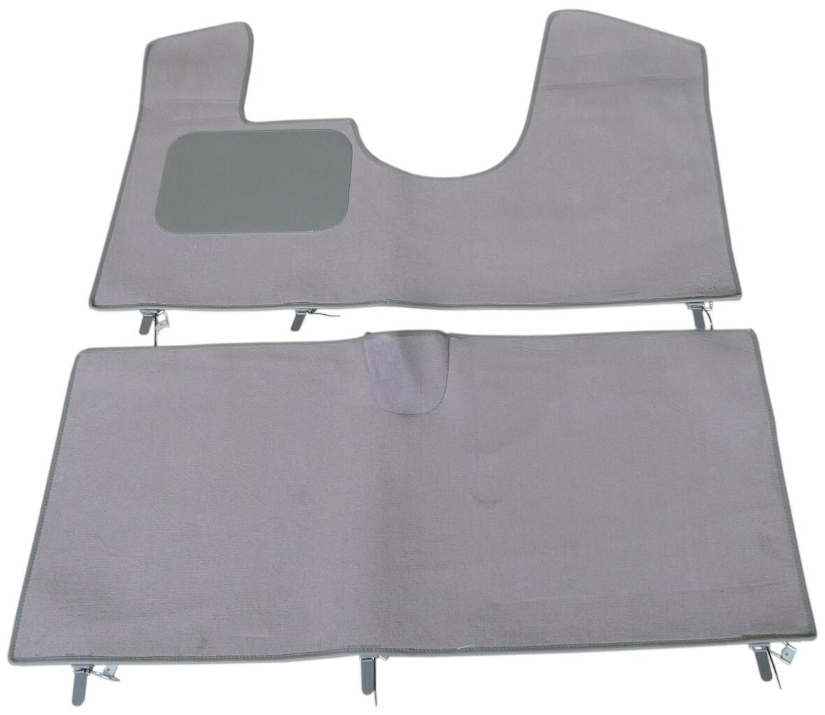 Teppichmatte (grau) vorne + hinten (Ersatz für die originalen Teppiche). Passend für Citroen DS mit Bremsknopf (Pilz - Champion)