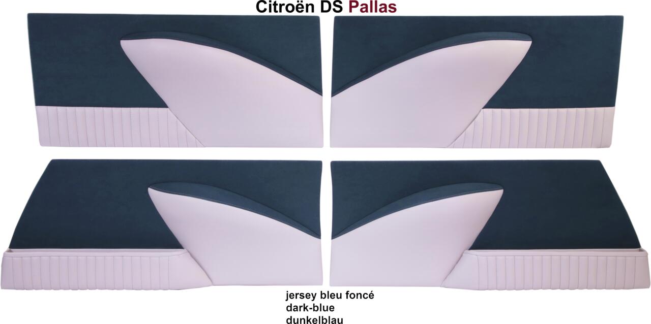DS Pallas, Türverkleidungen (4 Stück). Passend für Citroen DS Pallas. Farbe: dunkelblau (bleu foncé)