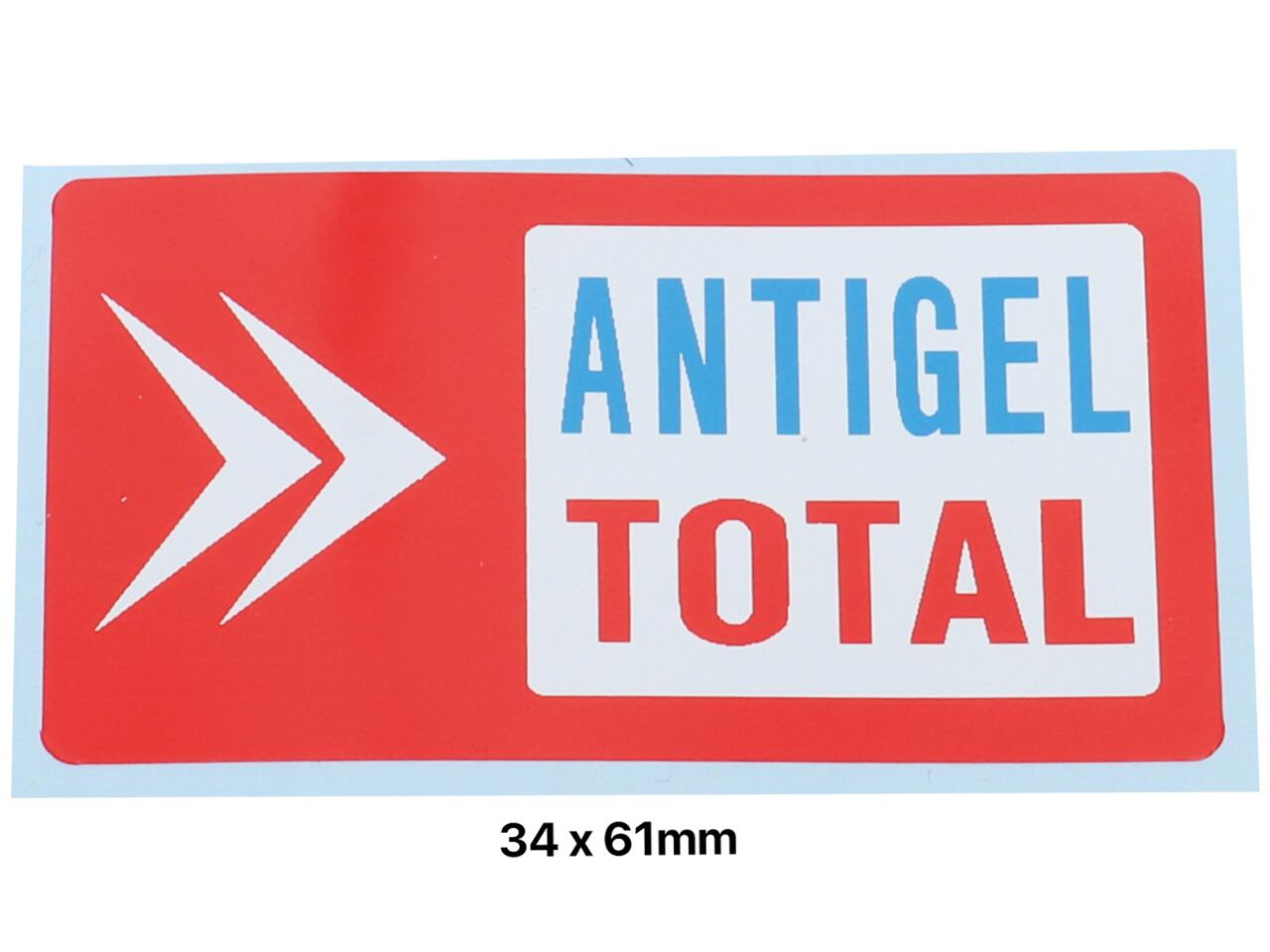 Aufkleber Kühlmittel "TOTAL". Abmessung: 34 x 61mm