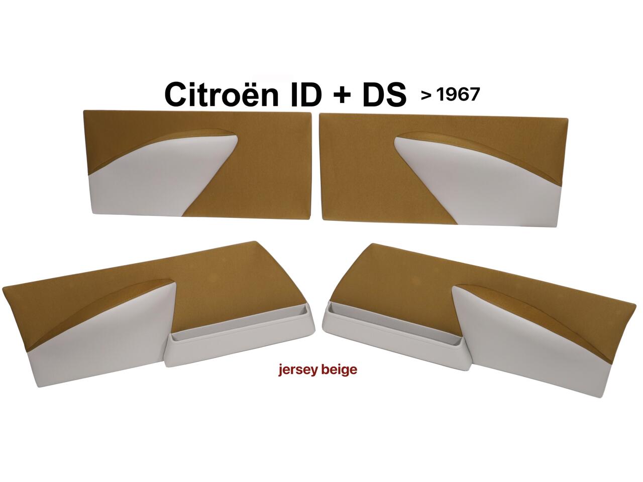 DS >67, Türverkleidungen (4 Stück). Passend für Citroen DS, bis Baujahr 1967. Farbe beige (Jersey beige)