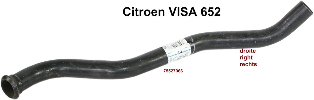 VISA 652, Auspuffrohr vorne rechts (Flammrohr). Passend für Citroen VISA 652 (2 Zylinder). Or. Nr. 75527066