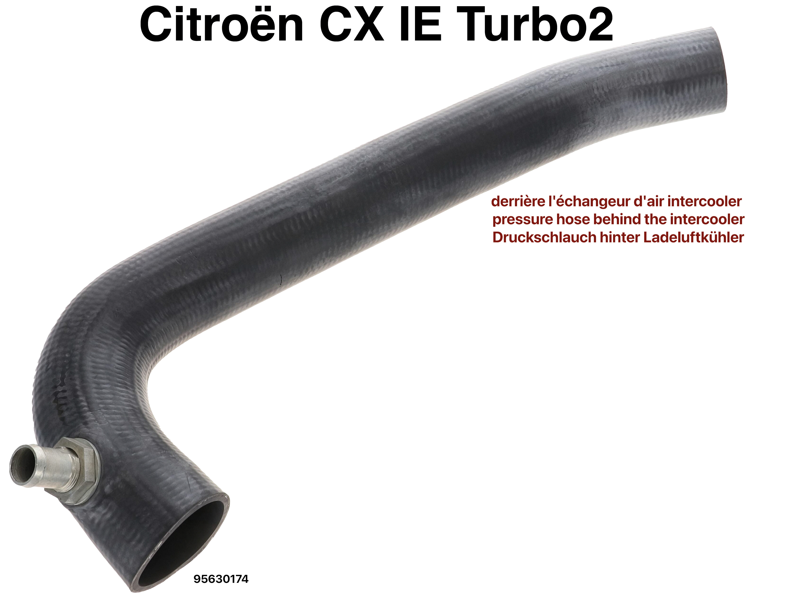 CX, Druckschlauch hinter dem Ladeluftkühler. Passend für Citroen CX IE Turbo 2. Or. Nr. 95630174