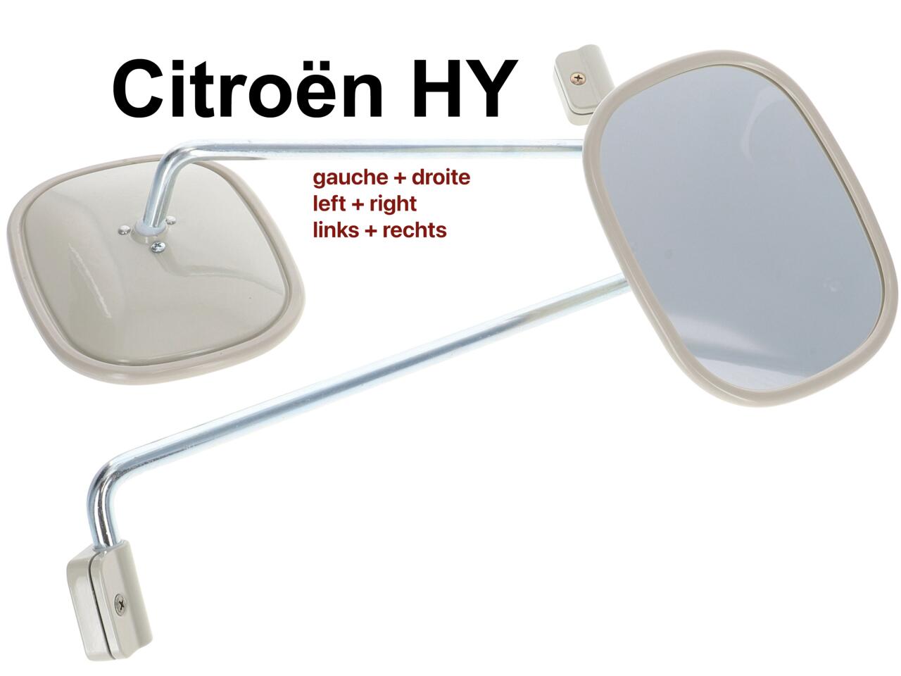 Spiegel, 2 Stück (1x links + 1x rechts). Passend für Citroen HY. Abmessung: 170 x 130mm.