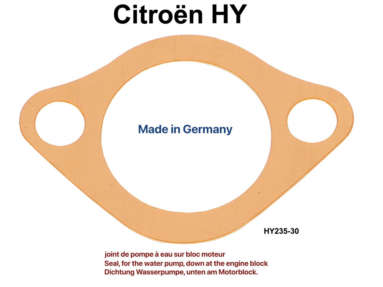 Wasserpumpe Dichtung, unten an dem Motorblock. Passend für Citroen HY. Durchmesser: 40mm. Or. Nr. HY235-30. Made in Germany.