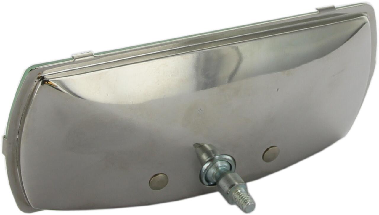 Innenspiegel verchromt. Abmessung ca.: 125 x 55mm. Der Spiegel hat keine Halterung, nur einen beweglichen Gewindebolzen mit M5 Gewinde.