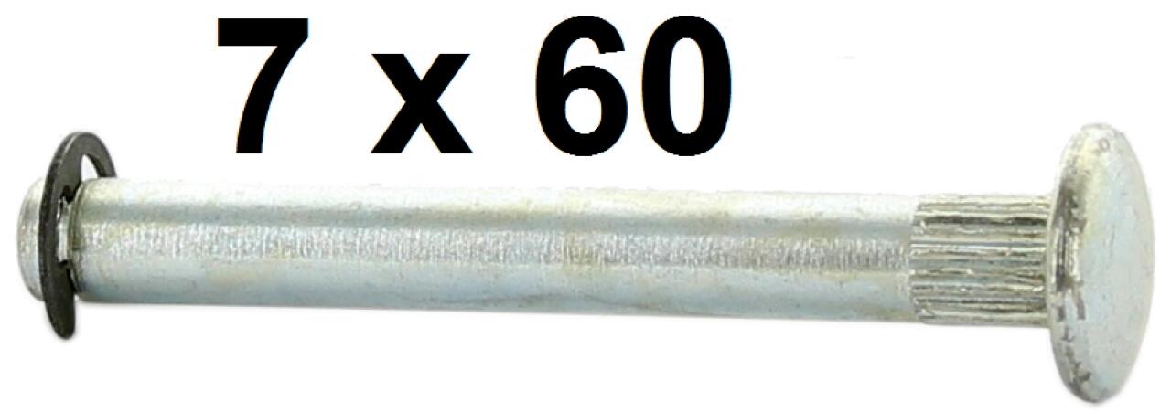 Achse (7 x 60mm) für das Türscharnier und für das Scharnier von dem Kofferraumdeckel. Passend für Citroen 11CV. Or. Nr. 224118