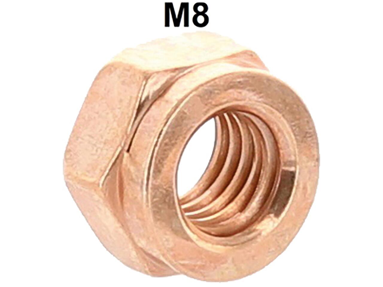 M8, Kupfermutter M8, für 13mm Werkzeug. Universal passend z.B. für Auspuffanlagen + Auspuffkrümmer.