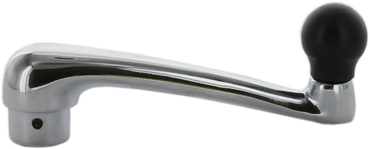 Fensterkurbel verchromt, mit Knauf aus Kunststoff. Passend für Citroen 11CV + 15CV. 10mm Vierkantaufnahme. Or. Nr. 133838