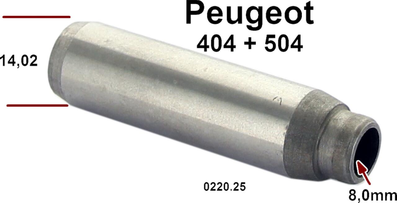 Ventilführung (Einlaß + Auslaßventil). Passend für Peugeot 404 1,6i, ab Baujahr 1962. Peugeot 504 (1,6L bis 2,0L). Aussendurchmesser: 14,02mm