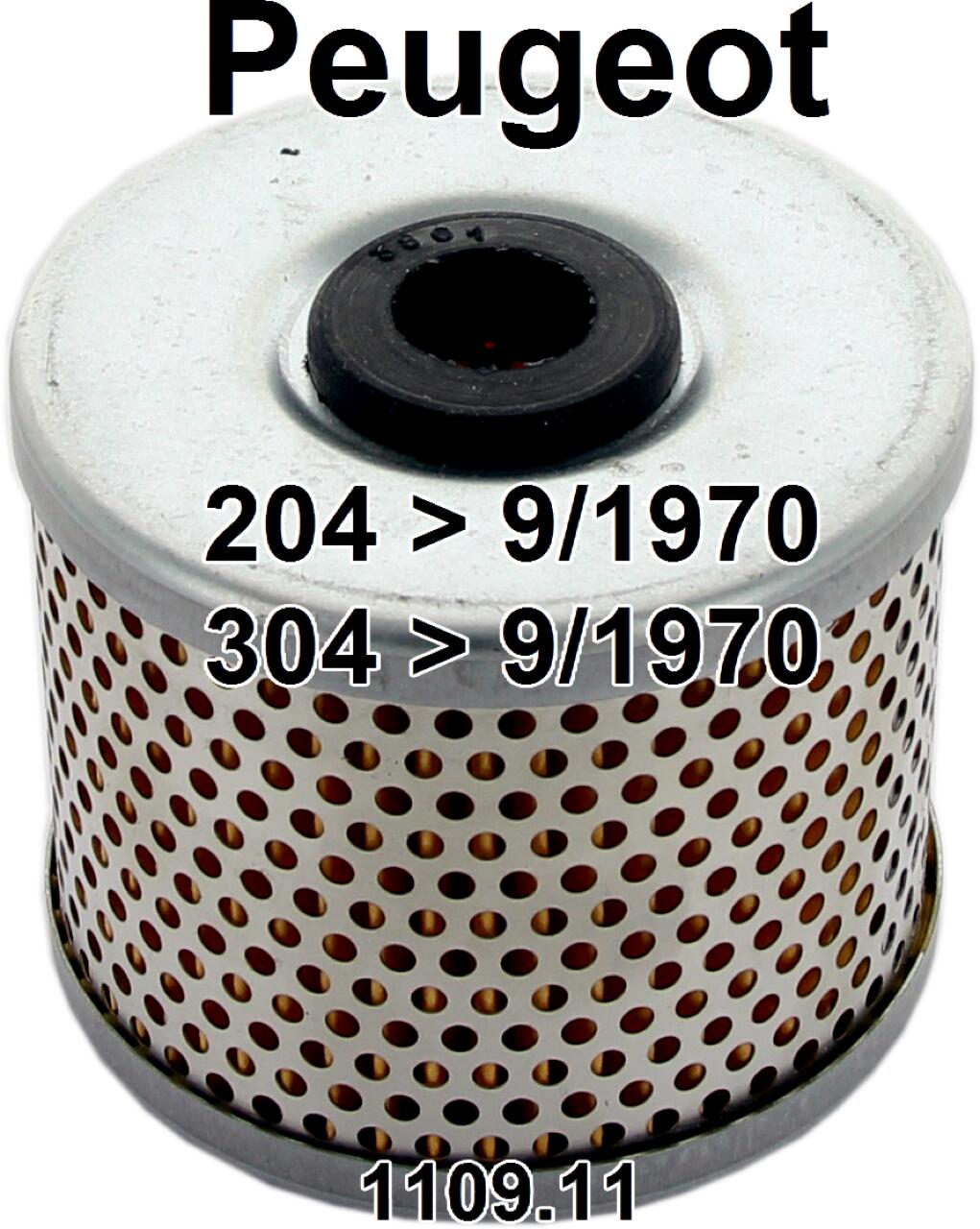 Ölfilter für Ölfilterpatrone. Passend für Peugeot 204, bis Baujahr 09/1970 + Peugeot 304, bis Baujahr 09/1970. Durchmesser: 78mm. Höhe: 72mm. Or
