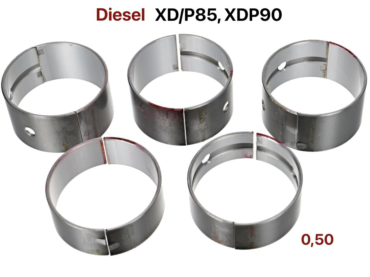 Kurbelwellenlager, Übermaß 0,50. Passend für Citroen HY Diesel. Peugeot 403D, 404D, 504D, J7D. Motor: XD/P85 + XDP90 (1816cc + 2112cc). Abmessung: