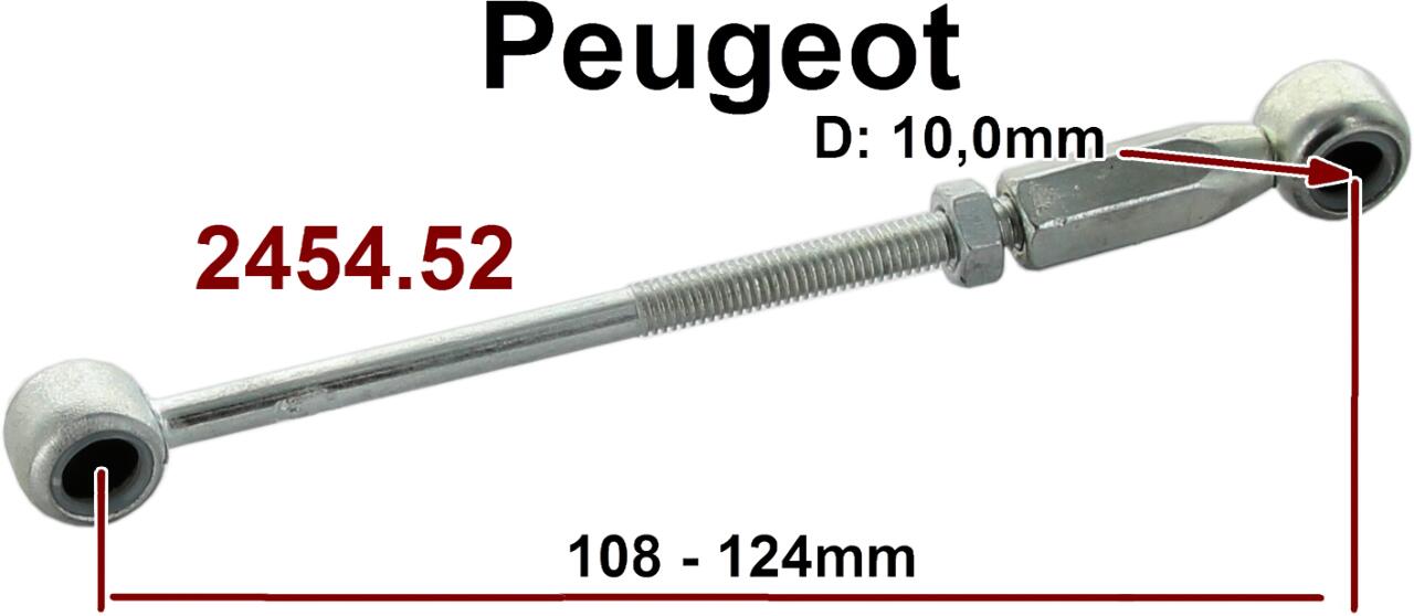 Schaltstange (Verbindungsstange) für die Gangschaltung. Für Kugelkopf: 10,0mm. Gesamtlänge: 108 - 124mm. Passend für Peugeot. Or. Nr. 2454.52