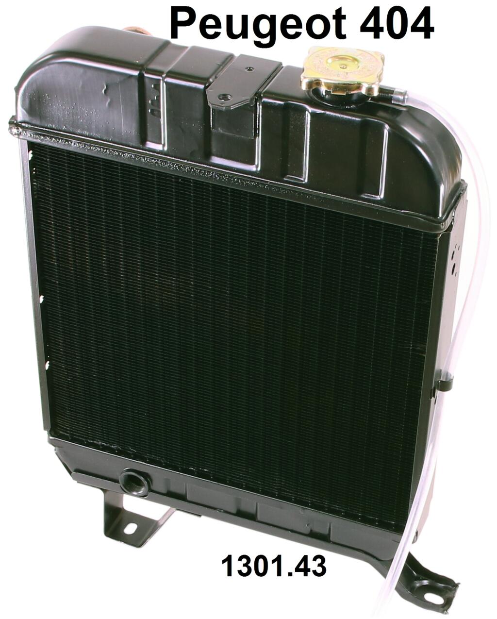 P 404, Kühler (Neuteil). Passend für Peugeot 404 Benziner, alle Modelle. Abmessung: 330 x 358 x 38mm. Or. Nr. 1301.43