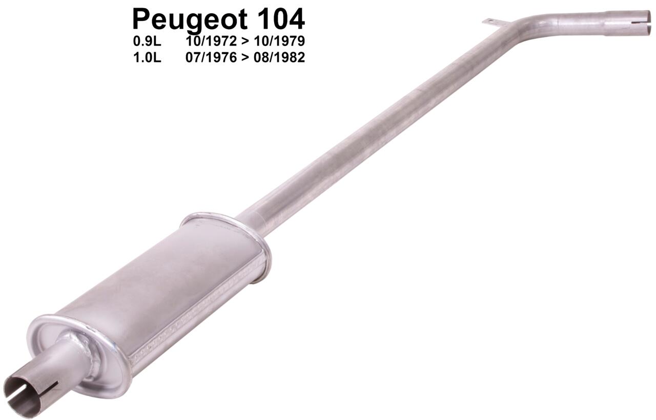 P 104, Mittelschalldämpfer. Passend für Peugeot 104 (0,9L), von Baujahr 10/1972 bis 10/1979. Peugeot 104 (1,0L), von Baujahr 07/1976 bis 08/1982