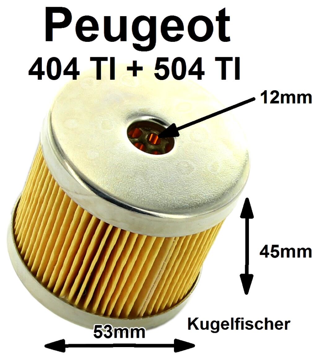 Kraftstofffilter (Benzinfilter) E113. Passend für Peugeot 404 TI + Peugeot 504 TI. Aussendurchmesser: 53mm. Innendurchmesser: 12mm. Höhe: 45mm. Or