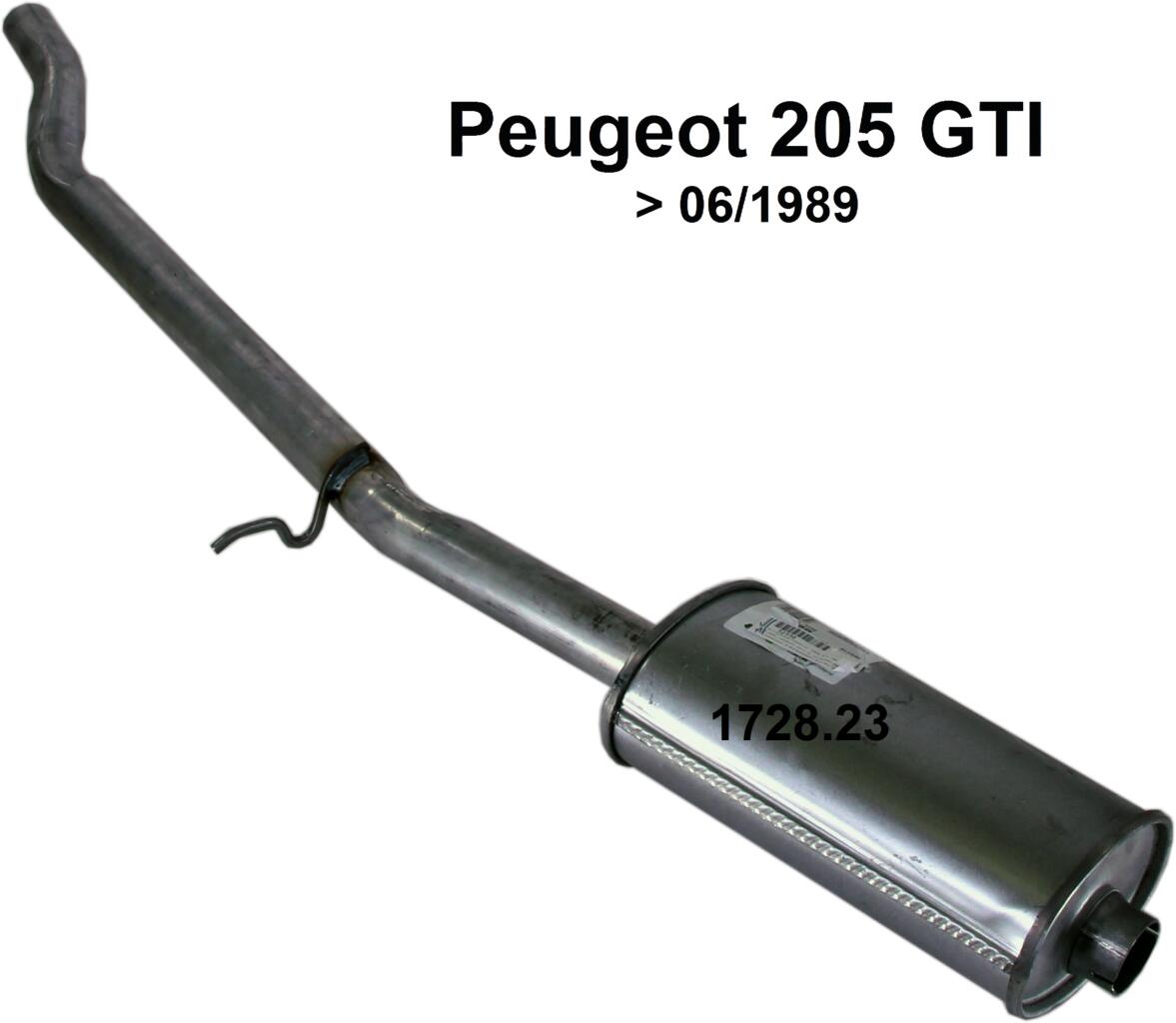 P 205, Auspuff Schalldämpfer mitte. Passend für Peugeot 205 GTI, bis Baujahr 06/1989. Or. Nr. 1728.23