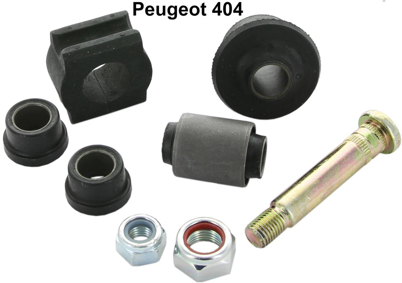 P 404, Radaufhängungs Reparatur Satz vorne (Querlenker), pro Seite. Passend für Peugeot 404. Bestehend aus: Gummiblock 4-eckig mit 24mm Bohrung