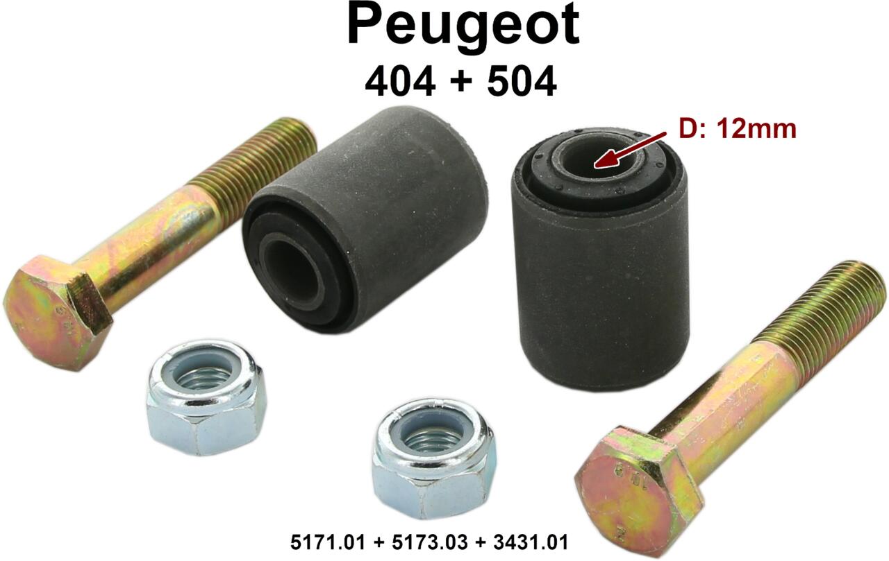 P 404/504, Panhard-Stab + Stabilisator Reparatur Satz, für die Hinterachse. Passend für Peugeot 404 Break + Pick Up. Peugeot 504 Limousine, Coupe