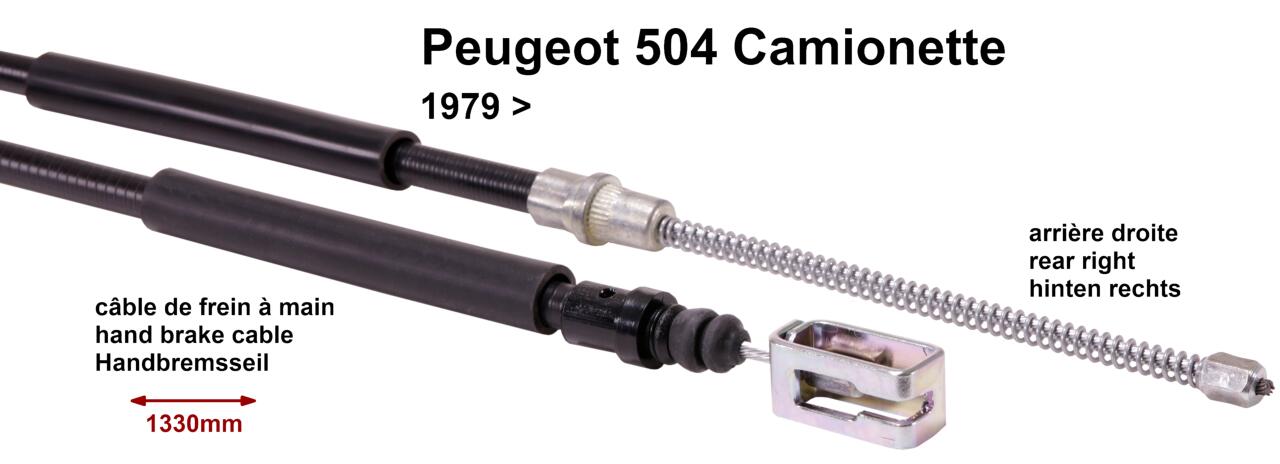 P 504, Handbremsseil hinten rechts, Camionette 79->, 1330/1030mm