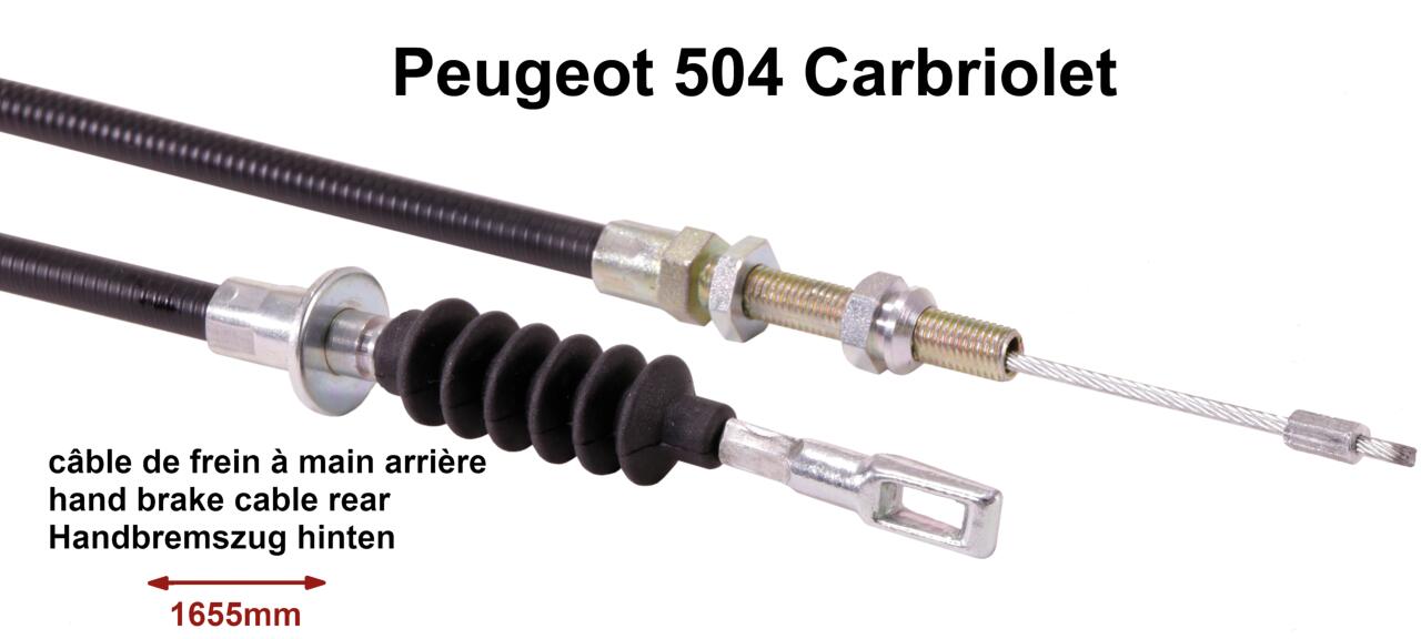 P 504 Cabrio 2,0 / Handbremsseil links oder rechts passend. Verbaut von 10/1972 bis 9/1976. Länge 1655mm, Tülle 1130mm.