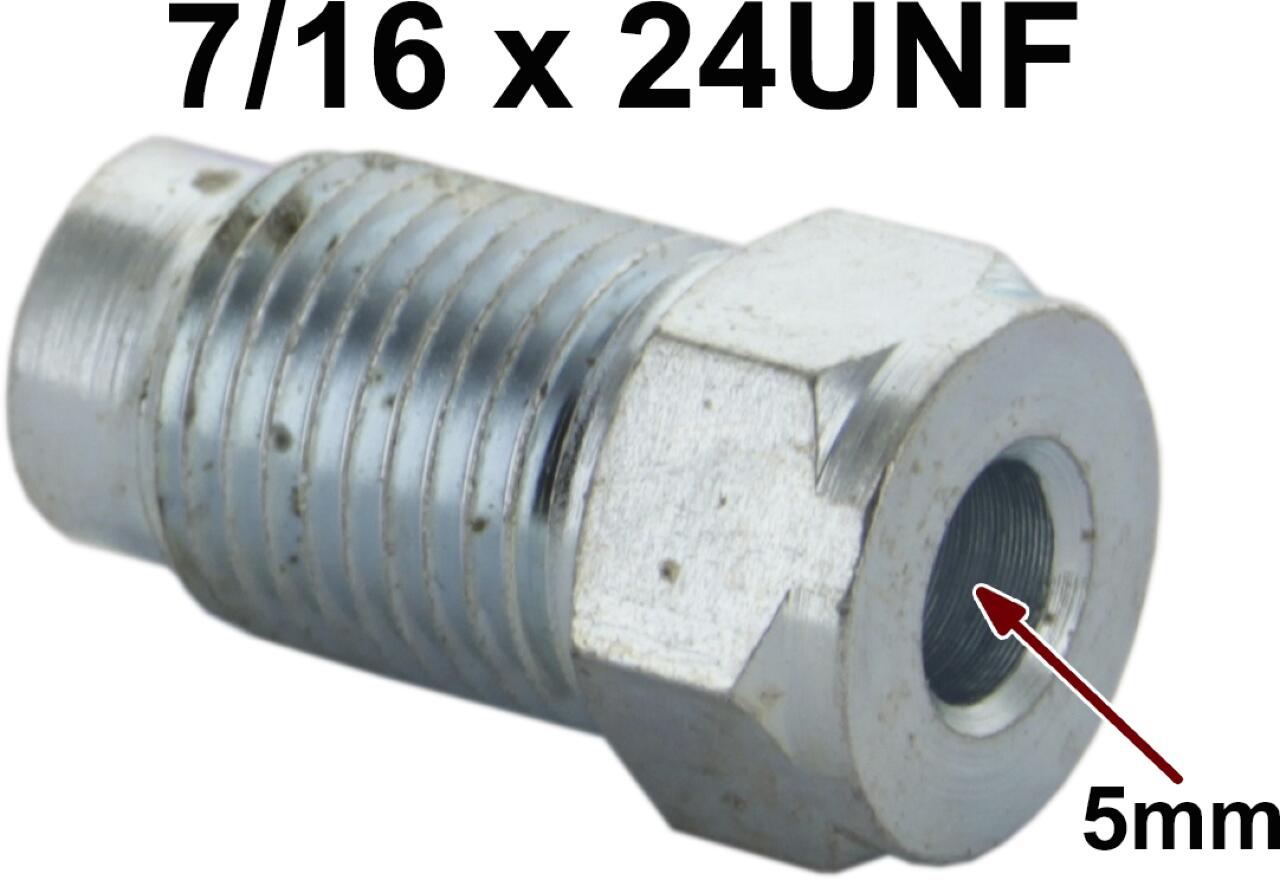 Bördelschraube 7/16x24UNF für 5mm Leitung. Länge + Breite über alles: 12 x 22,7mm