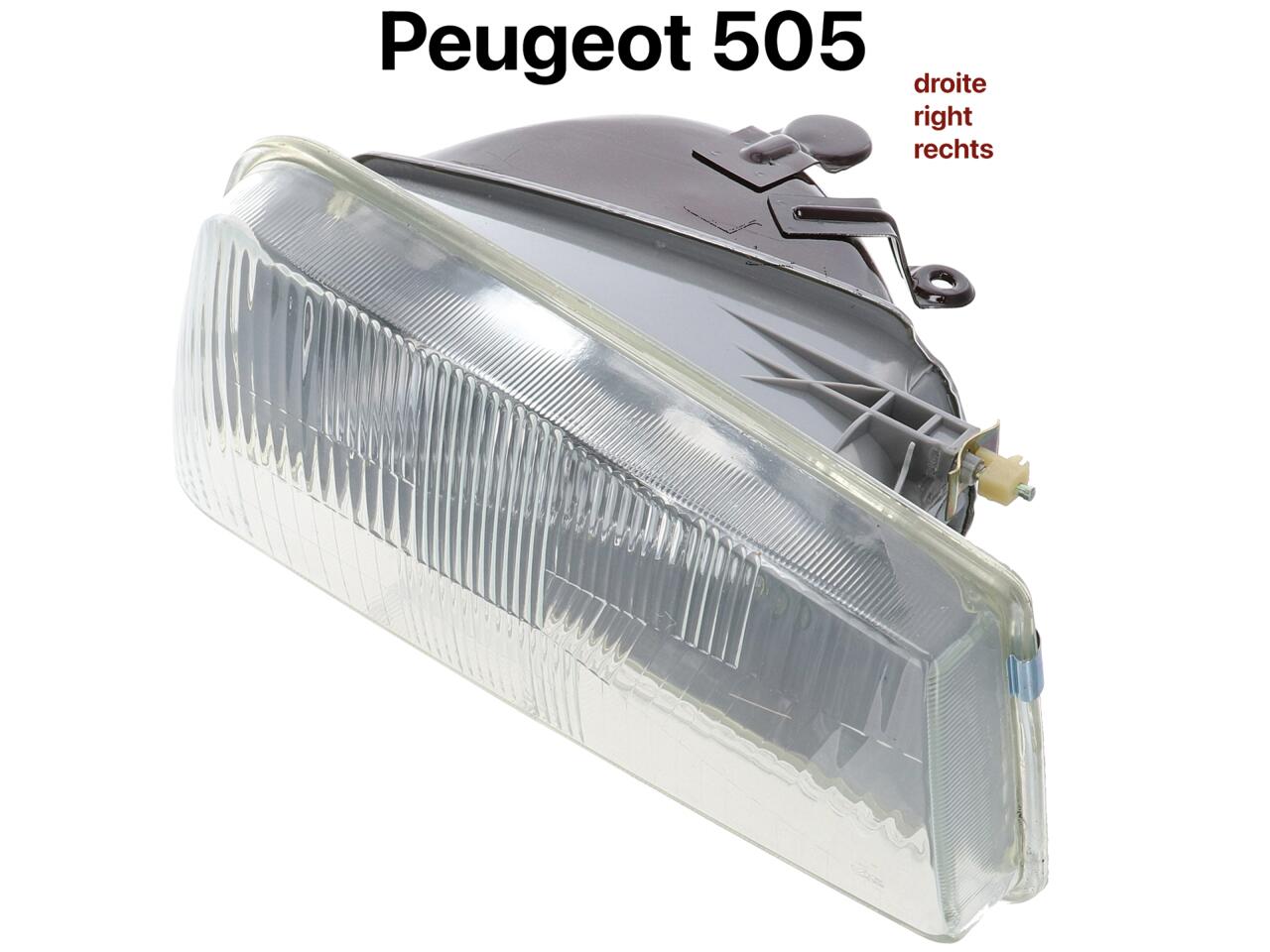 P 505. Scheinwerfer rechts Peugeot 505, Baujahr 1979 bis 1989. Ohne Prüfzeichen!
