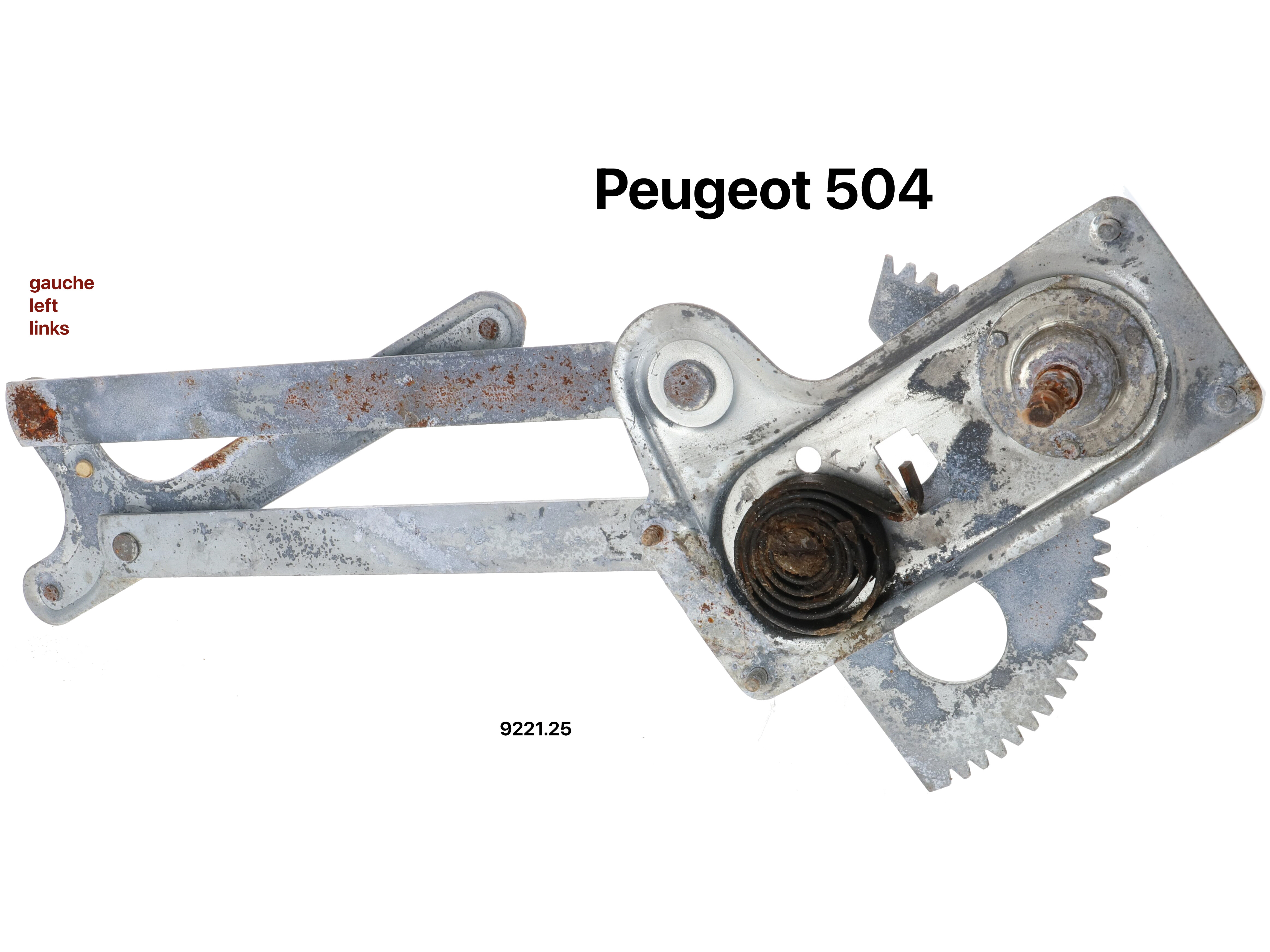 P 504/604, Fensterheber Tür links. Für Peugeot 504 Limousine (der Fensterheber passt für die vordere und hintere Tür)