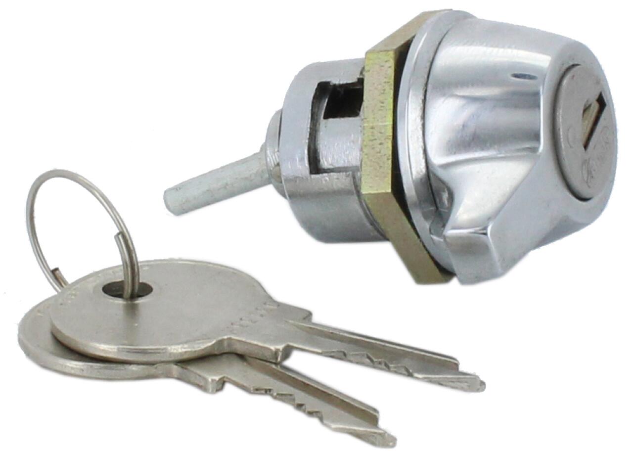 P 504C, Schloss - Schließzylinder für Kofferraumklappe (mit 2 Schlüssel). Passend für Peugeot 504 Cabriolet + Coupe. Alle Baujahre. Or. Nr. 8630