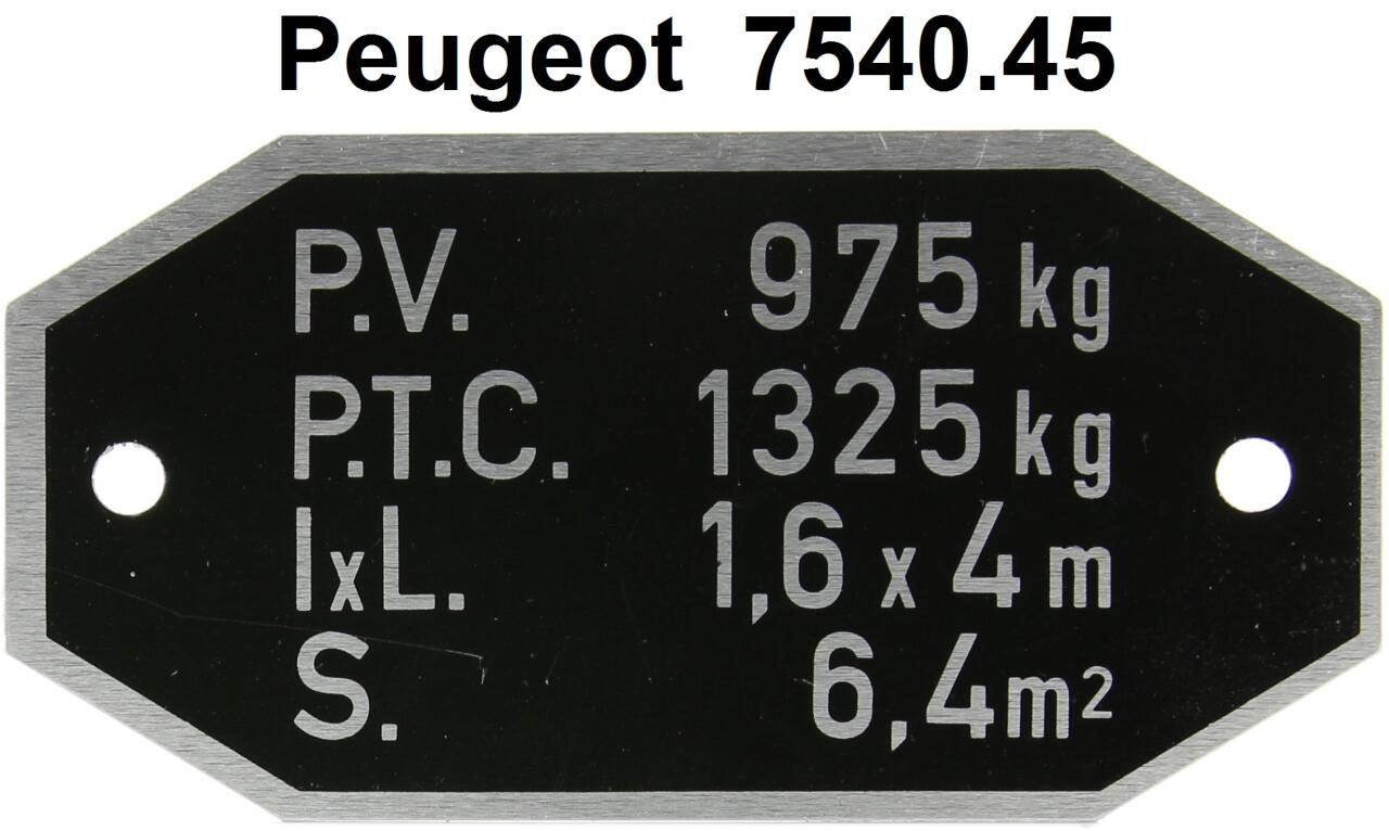P 204, Ladegewichtsschild (Typenschild Gewicht) passend für Peugeot 204, bis Salon 1969. Or. Nr. 7540.45