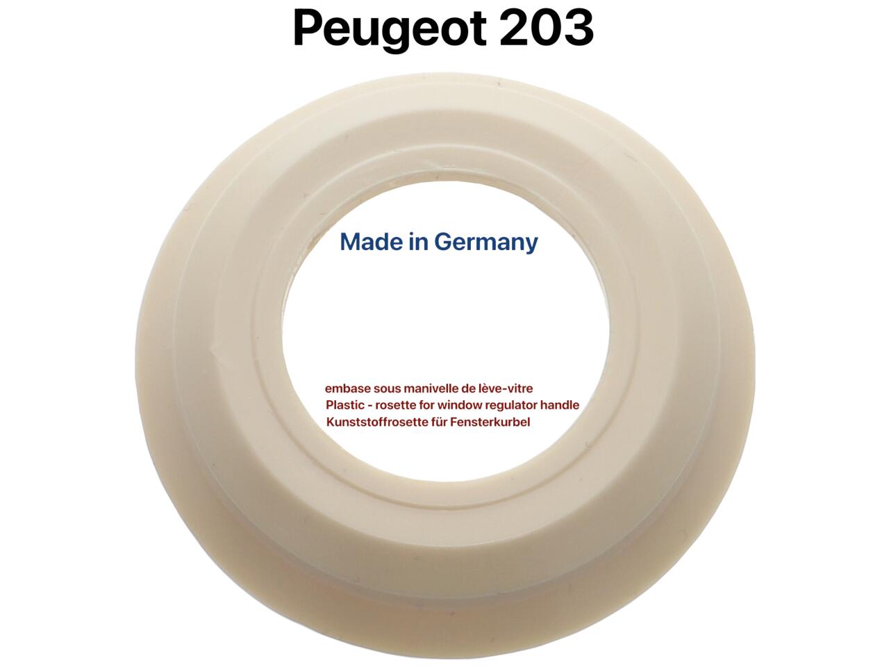 P 203, Kunststoffrosette für Fensterheberkurbel. Farbe elfenbein, Peugeot 203