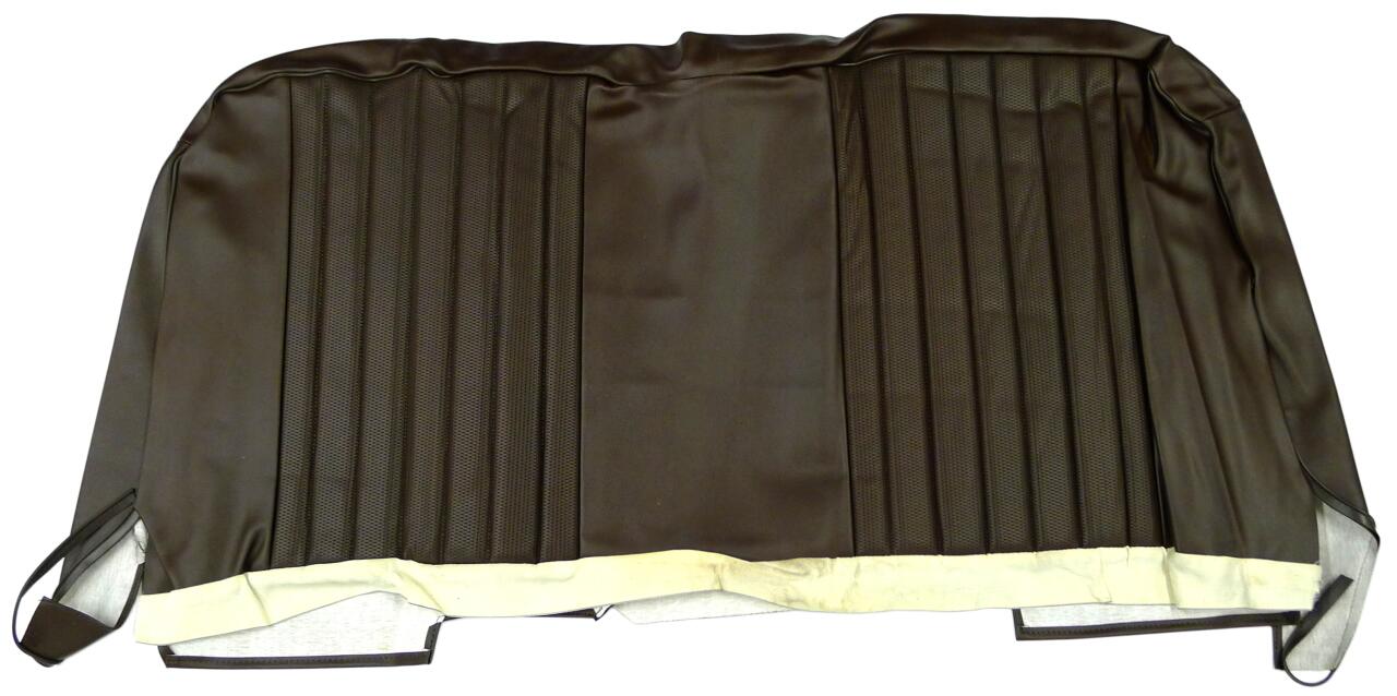 P 504, Kunstleder kaffeebraun (mittig Stoff Velour kaffeebraun), Sitzkissenbezug Rücksitzbank, Peugeot 504. Original Peugeot. Or.Nr.898877