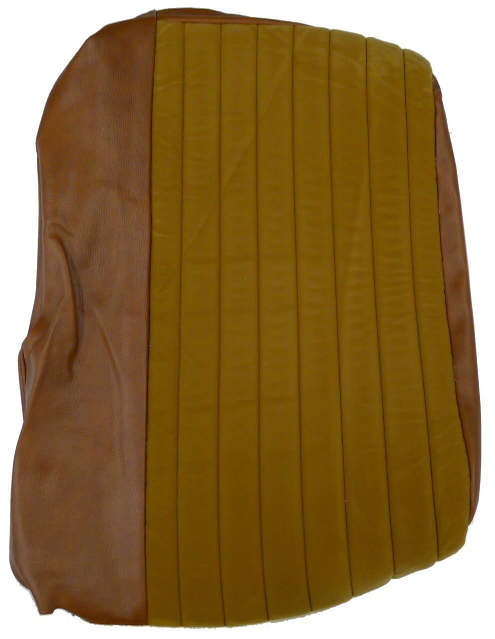 P 504, Kunstleder braun (mittig Stoff Velour beige), Rückenlehnenbezug hinten rechts, Rücksitzbank, Peugeot 504. Original Peugeot. Or.Nr.898946