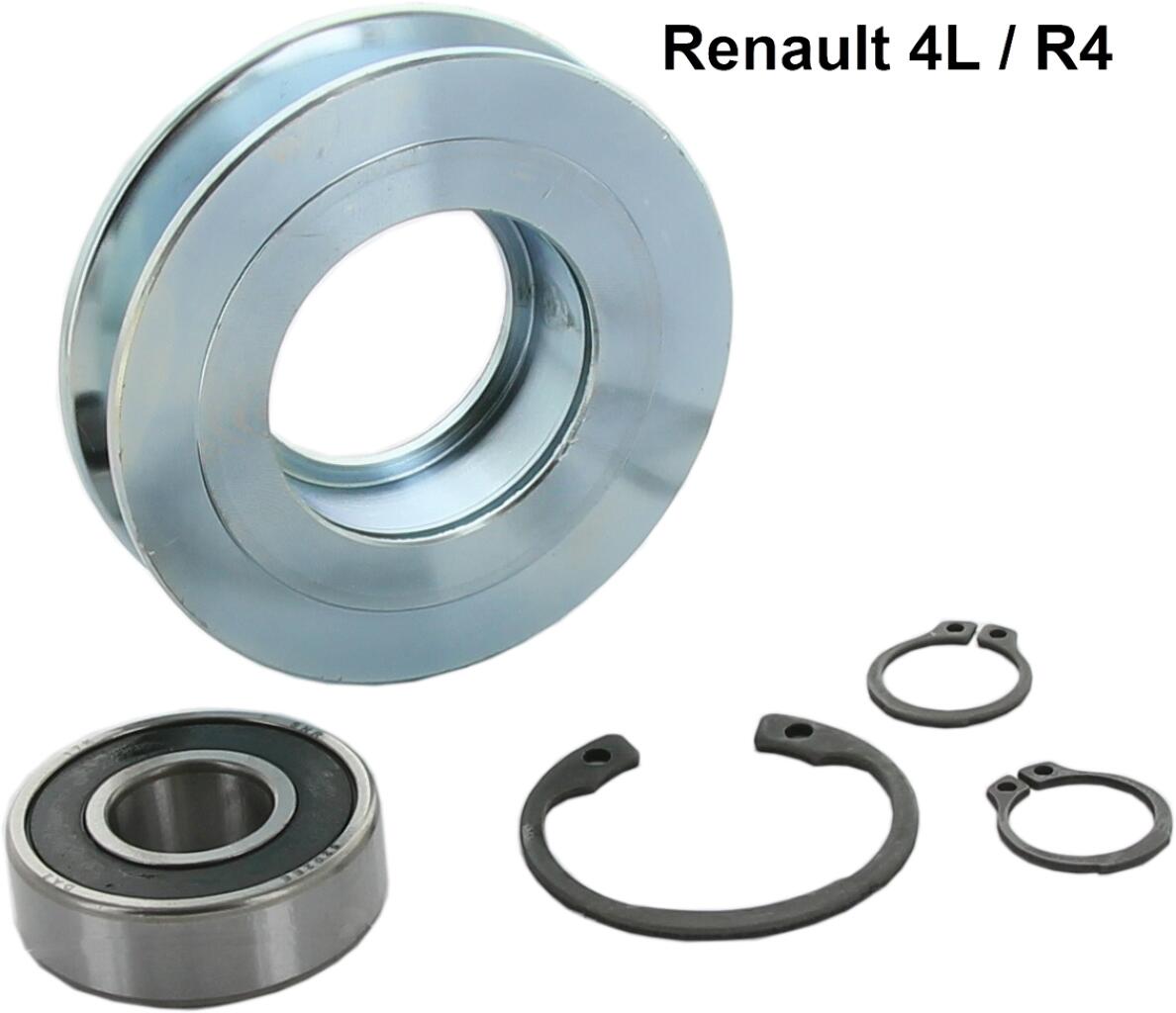 R4, Keilriemenspannrolle komplett mit Riemenscheibe. Passend für Renault R4.