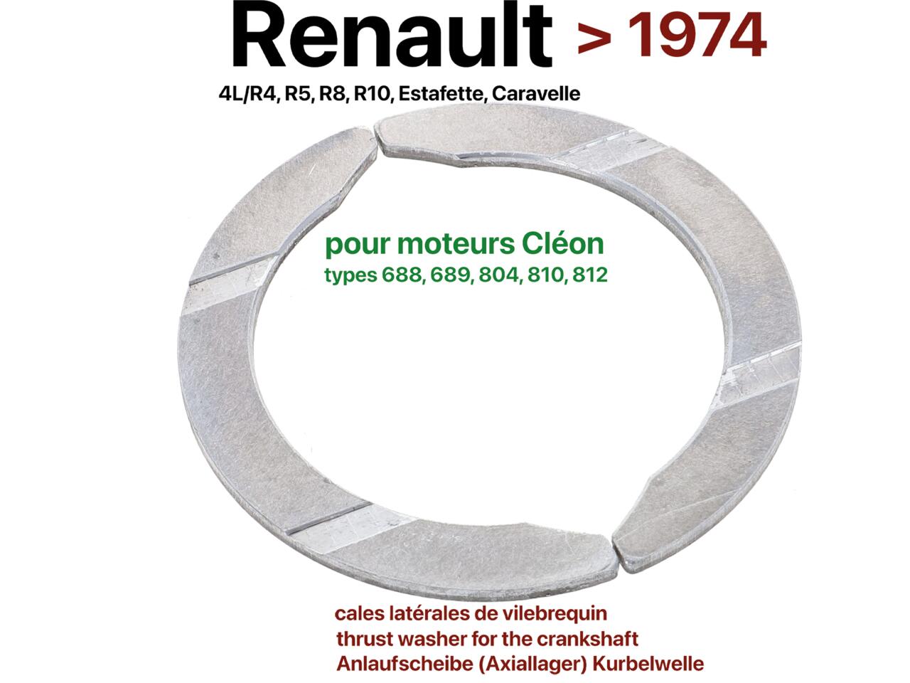 R4/R5/R8/R10/Estafette/Caravelle, Anlaufscheibe für die Kurbelwelle, bis Baujahr 1975. Motor Renault Cleon: 810. Standardmaß