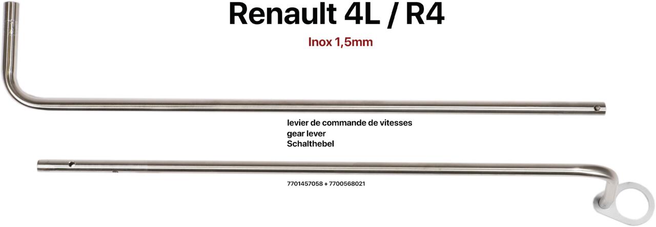 R4, Schalthebel komplett mit Führung. Hergestellt aus 1,5mm Edelstahl! Passend für Renault R4. Or. Nr