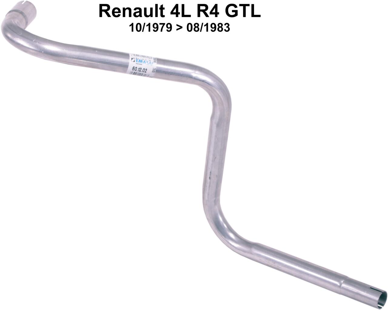 R4, (1108ccm), Auspuff Zwischenrohr (unter dem Kotflügel). Passend für Renault R4 GTL