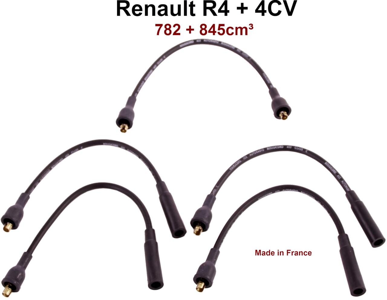 Zündkabelsatz, passend für Renault R4 (782ccm + 845ccm). Motor: B1B/707. Renault Rodeo. Renault 4CV. Länge Zündkabel: 4x 325mm + 1x 370mm