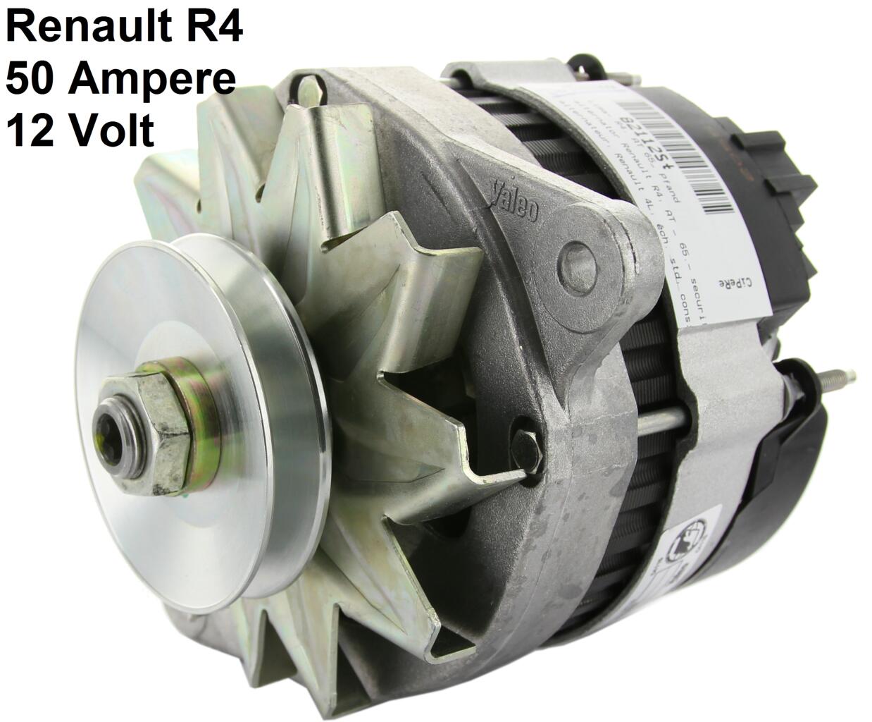 Lichtmaschine Renault R4 (Motor: Billancourt, 845ccm), mit integrierten Lichtmaschinenregler. R6 (845ccm). 12 Volt, 50 Ampere. Einbaulage: 20°