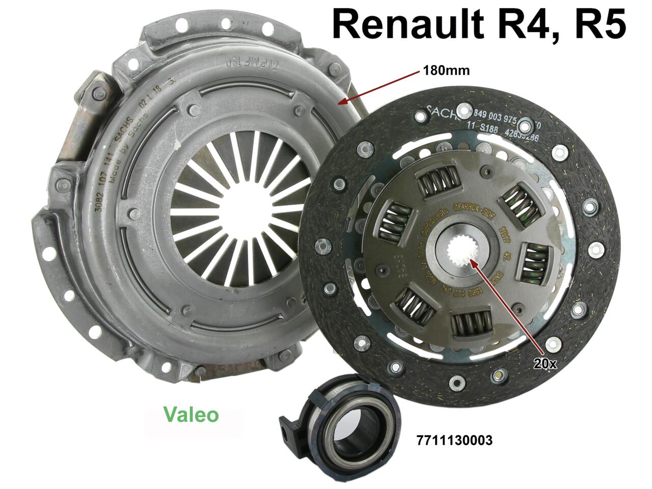 Kupplung komplett. Passend für Renault R4 (956ccm + 1108ccm), von Baujahr 1977 bis 1992 (R1128, 112C, S128, 210B, 239B