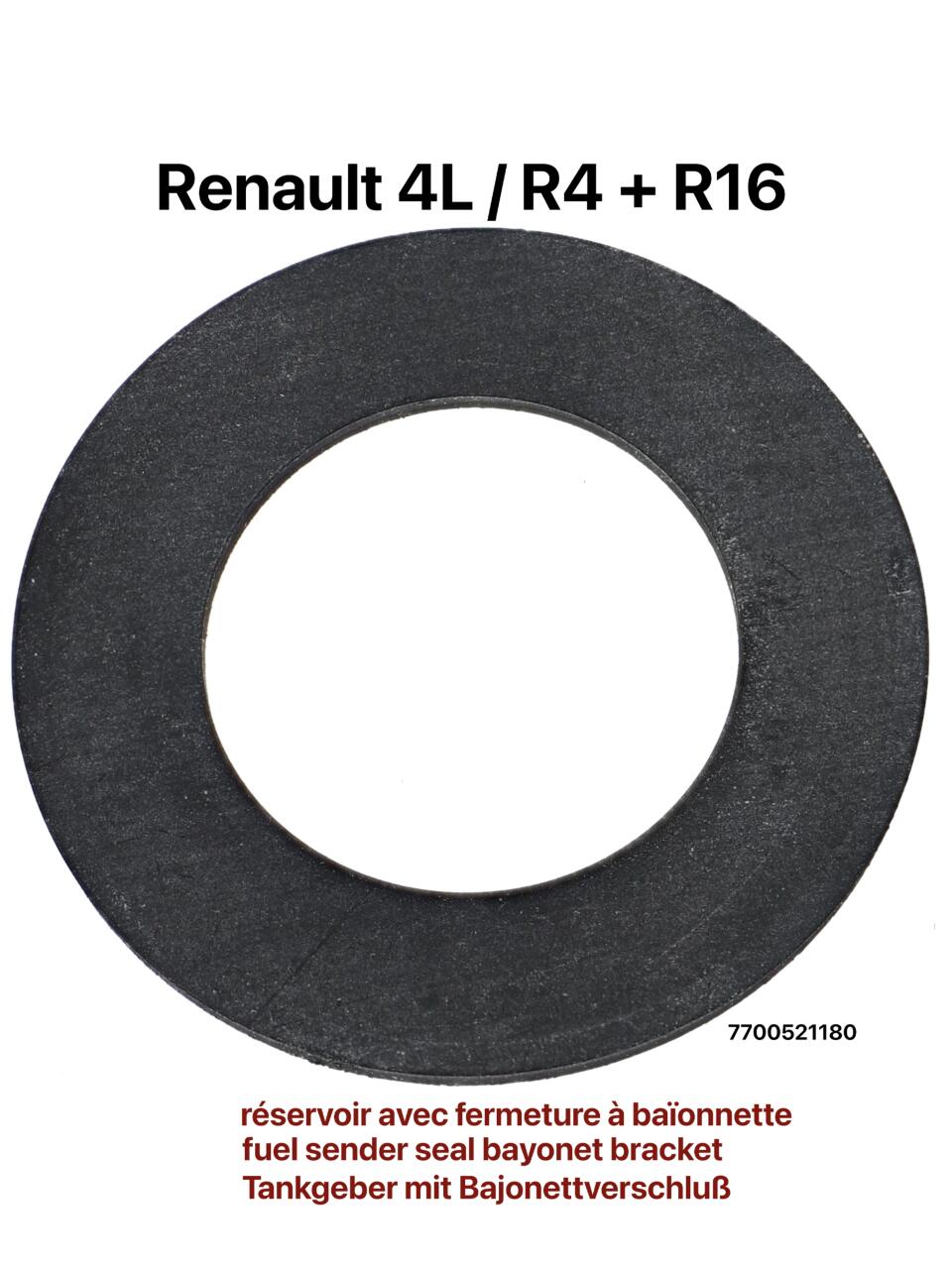 R4/R16, Tankgeberdichtung für Bajonetthalterung. Passend für Renault R4 (letzte Version) und R16. Or. Nr. 7700521180