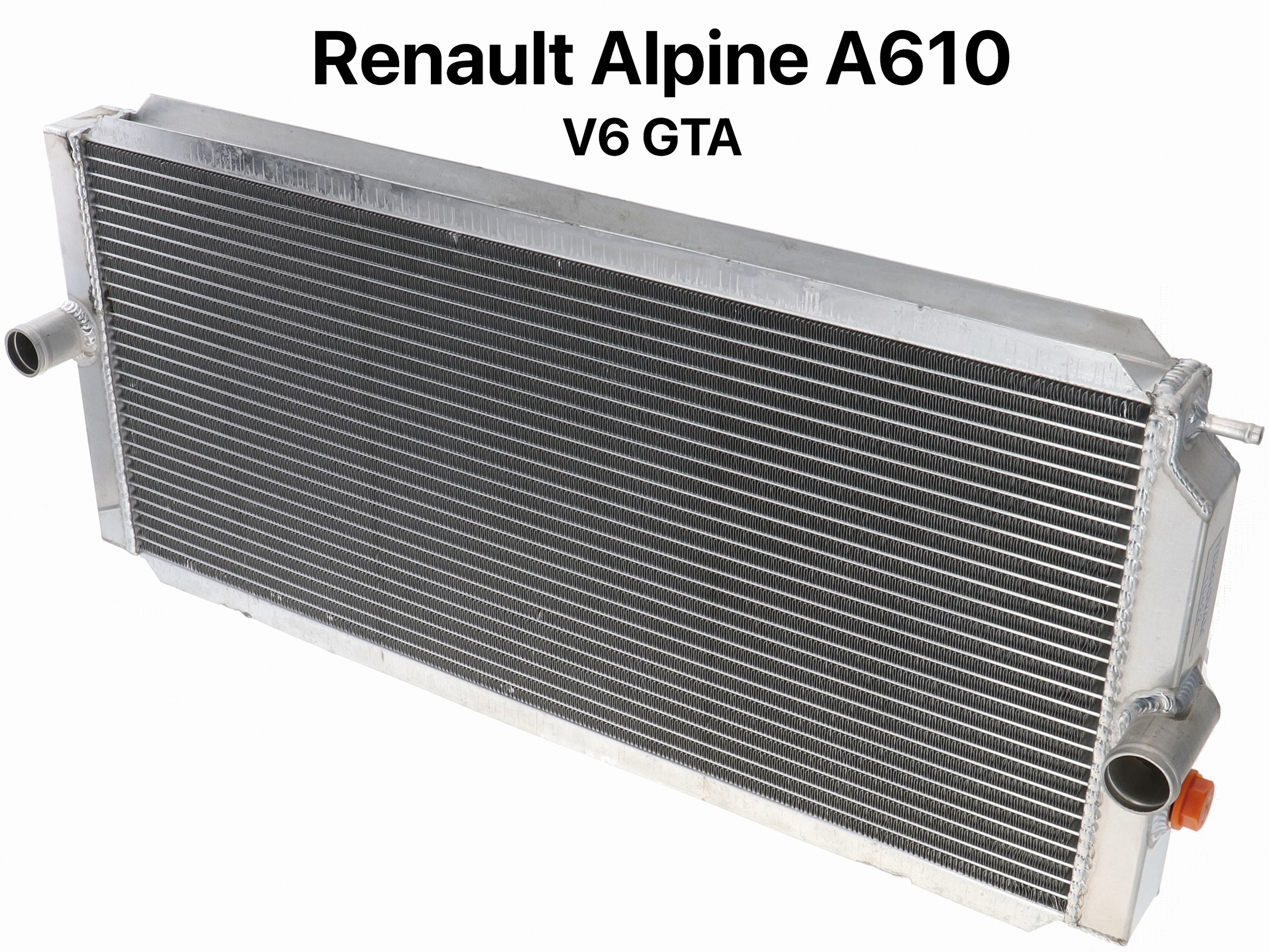 A610 V6 GTA, Kühler aus Aluminium. Passend für Alpine A610 V6 GTA. Abmessung: 630 x 278 x 40mm. Der Kühler ist in Handarbeit gefertigt worden