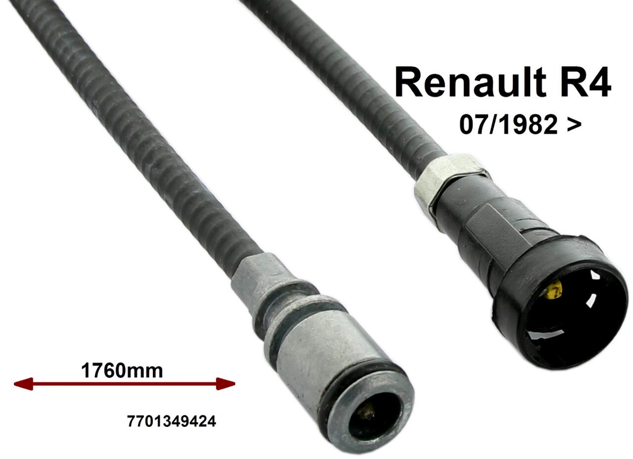Tachowelle 1760mm lang. Passend für Renault R4, ab Baujahr 07/1982. Anschluss gekapselt. Or. Nr. 7701349424.