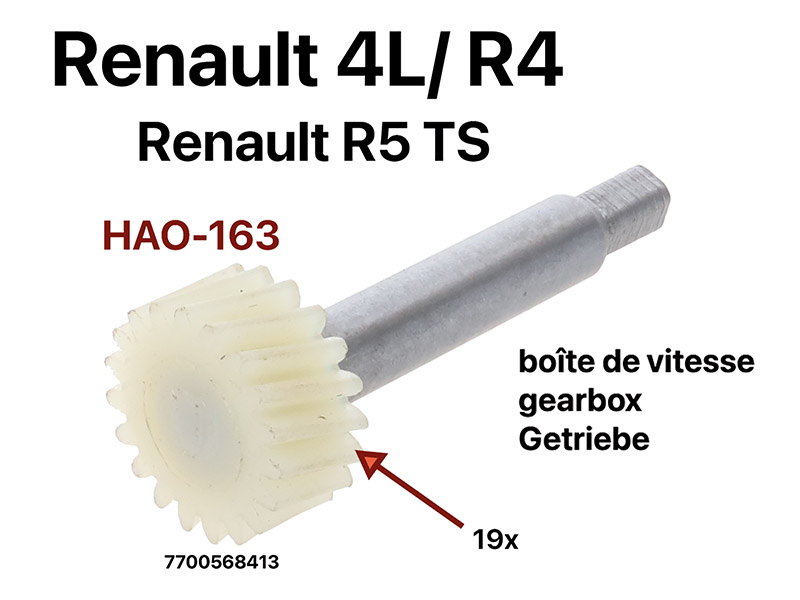 Tachowellenritzel 19 Zähne (ist im Getriebe montiert). Passend für Renault R4 + R5 TS (Getriebe HAO-163). Or. Nr. 7700568413